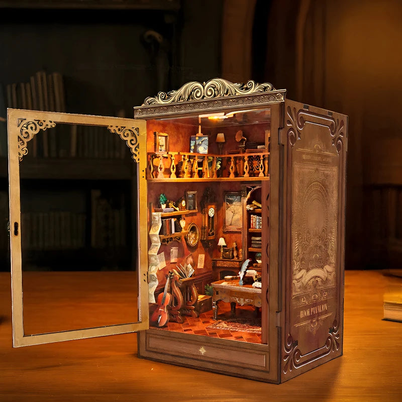 DIY Book Nook Shelf Insert Kit - Time Book House with Lights