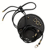 Black crochet dumpling bag hardware kit featuring an adjustable strap and gold-toned components.