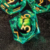 Dragon Eye Resin Dice Set with Liquid Core - 7 Polyhedral Dice for RPG Gaming