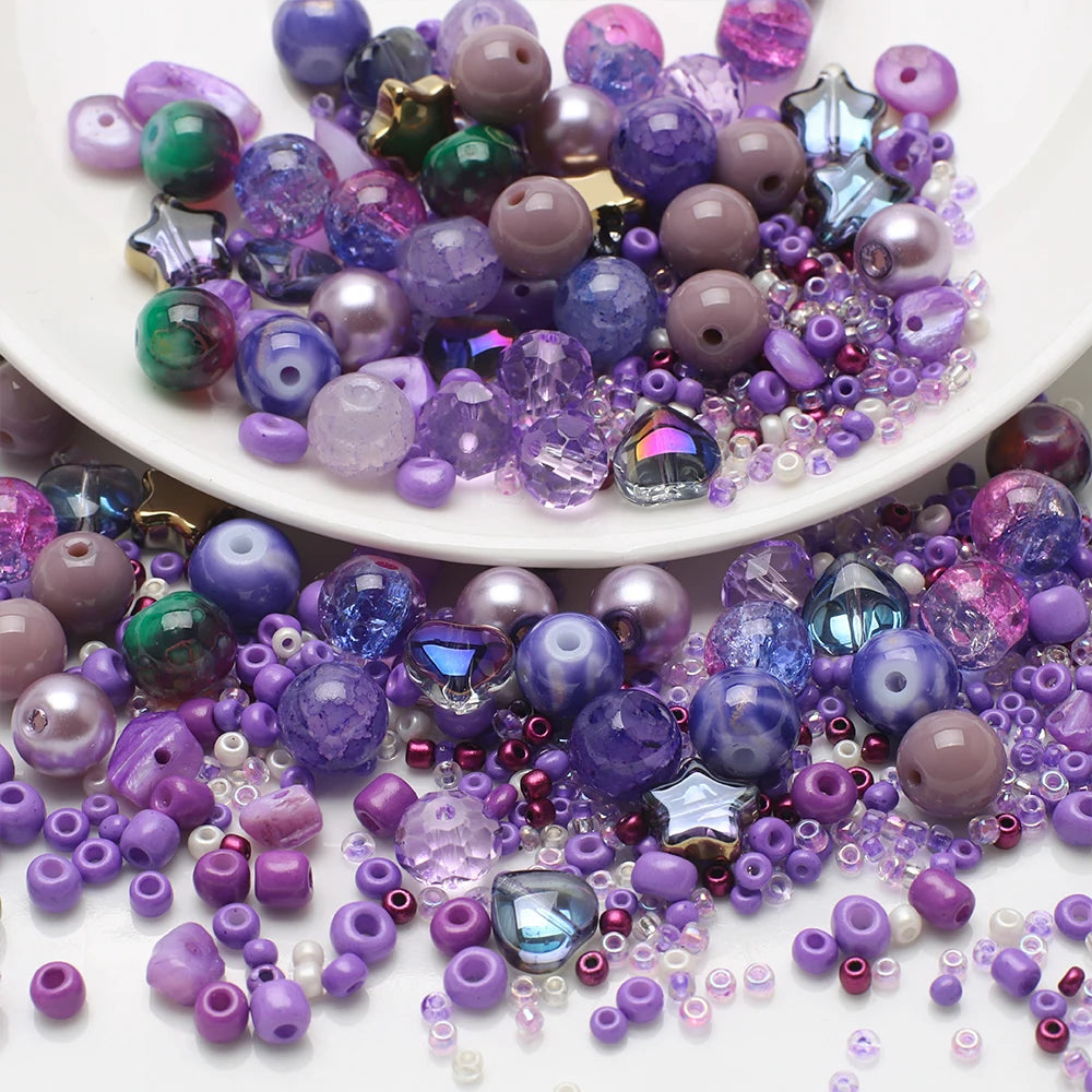 Crystal Glass Seed Beads for Jewelry Making – 45g Mixed Colors & Shapes