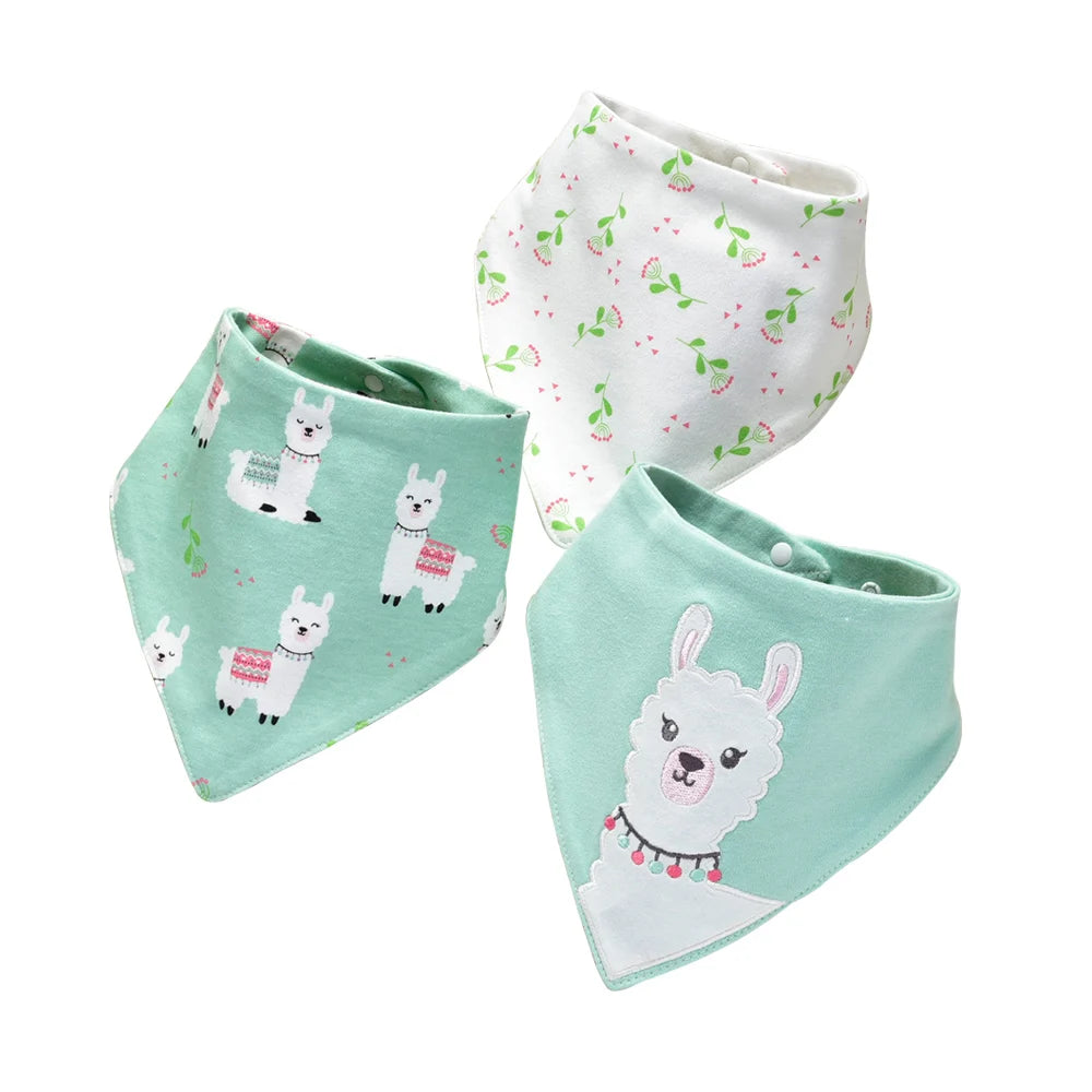 Soft Cotton Baby Bibs (3-Pack) with Cartoon Prints