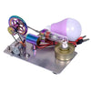 A mini Stirling engine model featuring a light bulb and visible mechanical components.