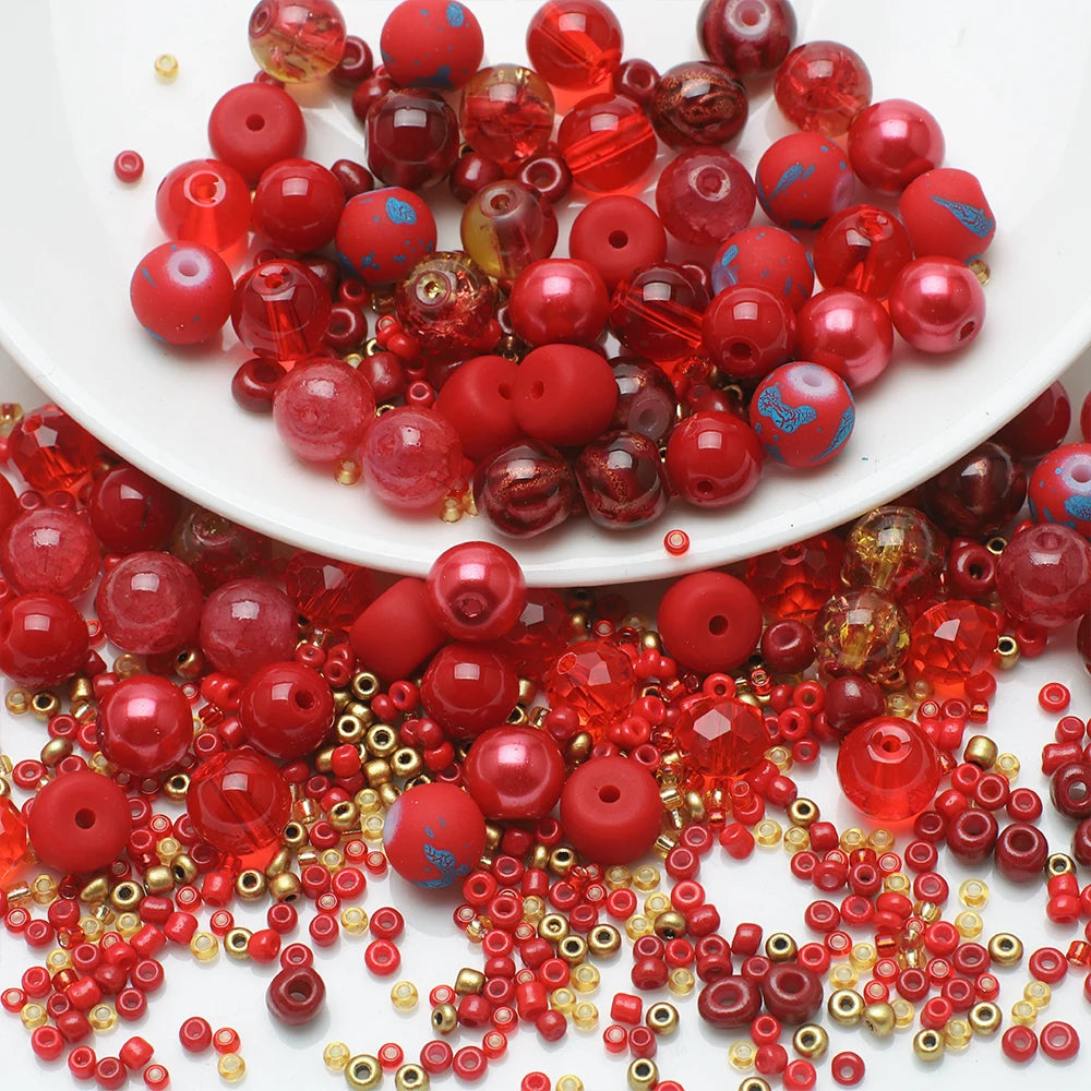 Crystal Glass Seed Beads for Jewelry Making – 45g Mixed Colors & Shapes
