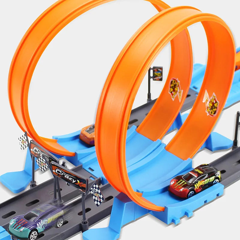 Double-Loop Racing Track Set with Inertia Cars