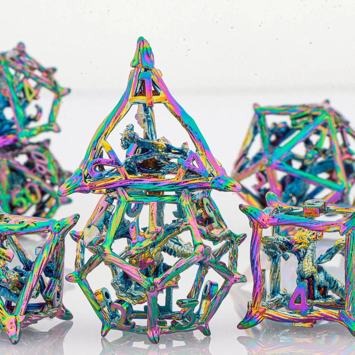 Hollow Metal Polyhedral Dragon Dice Set