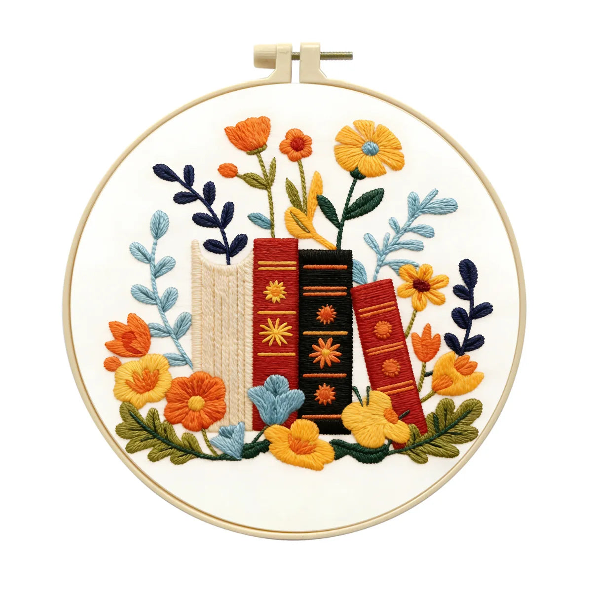 Floral Book Embroidery Kit – DIY Cross Stitch for Adults