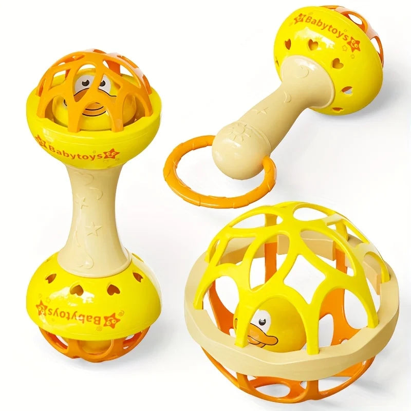 Baby Sensory Rattle Toy Set with Spinning Stacker
