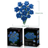 A bouquet of blue roses made from 585 building blocks.