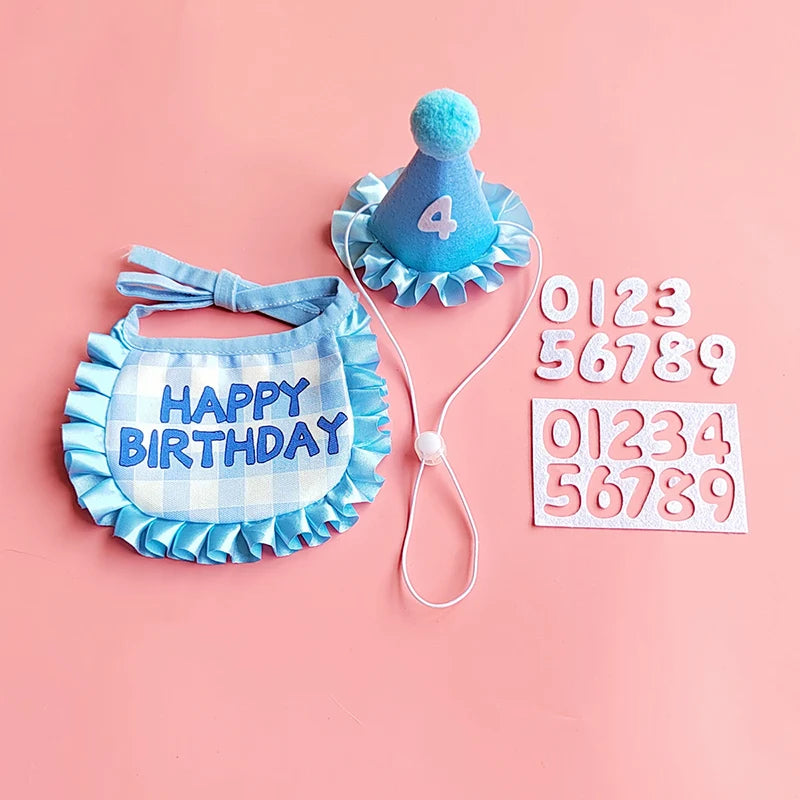 Pet Birthday Hat and Bib Celebration Set