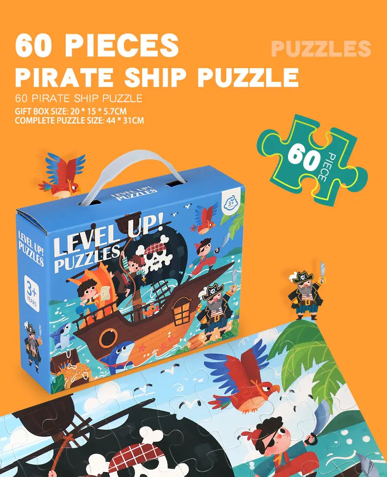 Montessori Wooden Cartoon Puzzle Set for Kids