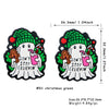 Christmas green silicone bead shaped like a ghost with festive decorations