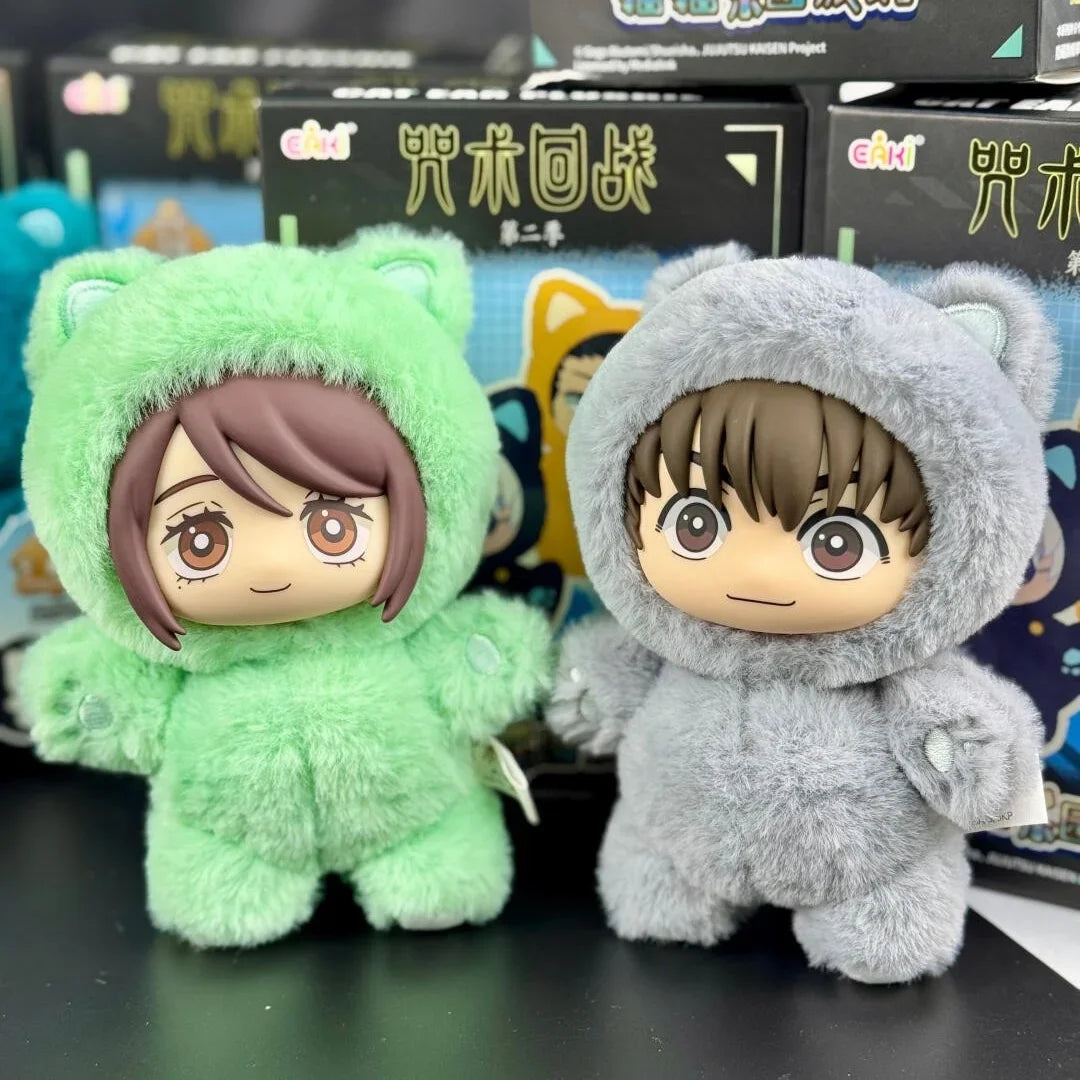 Blind box collectible figures of Jujutsu Kaisen Gojo Satoru in green and gray cat park themes