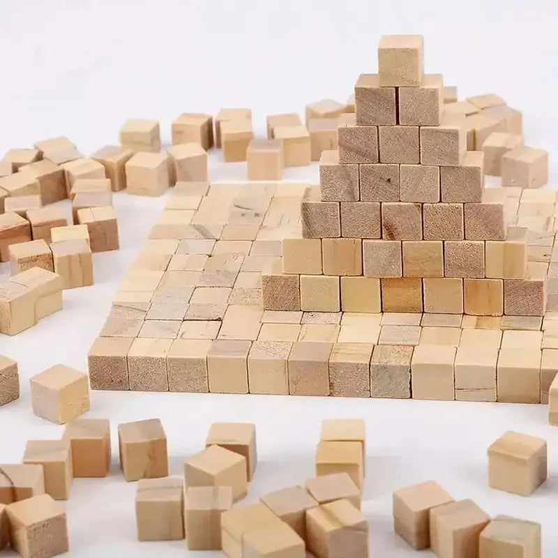 Natural Wooden Craft Cubes for DIY Projects and Puzzle Making