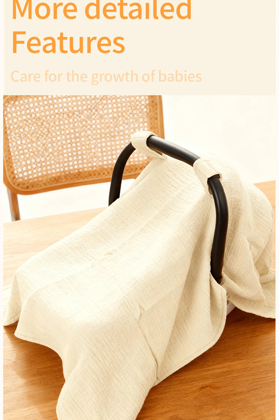Soft Muslin Cotton Baby Car Seat Cover with Sunshade