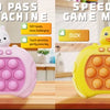 Four different colored Pop It fidget game machines shown from the front, highlighting their tactile buttons and light feature