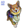 A vibrant, colorful illustration of a dog's head and chest, resembling an orange and white puppy, with intricate patterns.