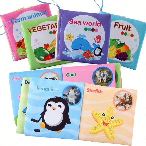 Soft Sensory Cloth Books for Babies with Teething Rings