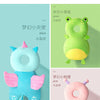 A set of soft security pillows in green and blue, including a unicorn and a butterfly design.