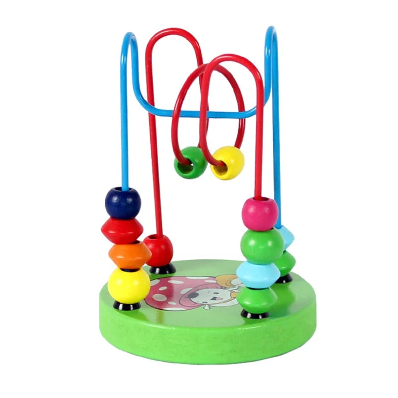 Wooden Bead Maze Roller Coaster Toy for Toddlers