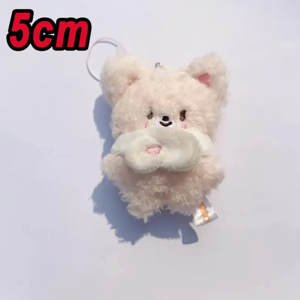 Adorable Plush Cartoon Keychain – Soft Pink Mini Pendant