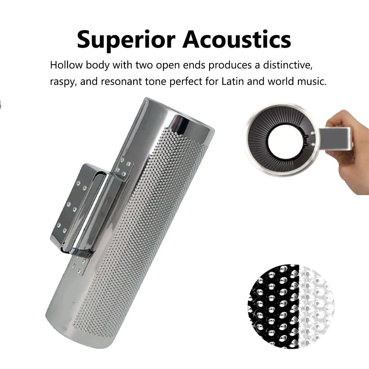Professional Stainless Steel Guiro with Scraper