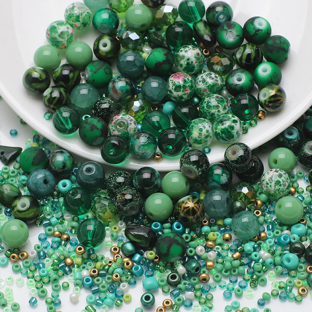 Crystal Glass Seed Beads for Jewelry Making – 45g Mixed Colors & Shapes