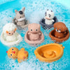 Silicone Animal Bath Toy Set with Floating Boats