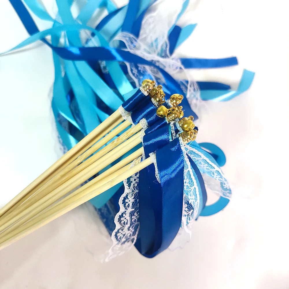 Elegant Ribbon Wands with Bells for Weddings & Celebrations