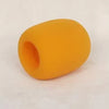 A smooth, yellow foam windscreen pop filter cover for a professional microphone.