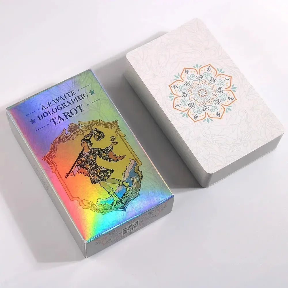 Holographic Rainbow Tarot Card Deck with Guidebook for Beginners