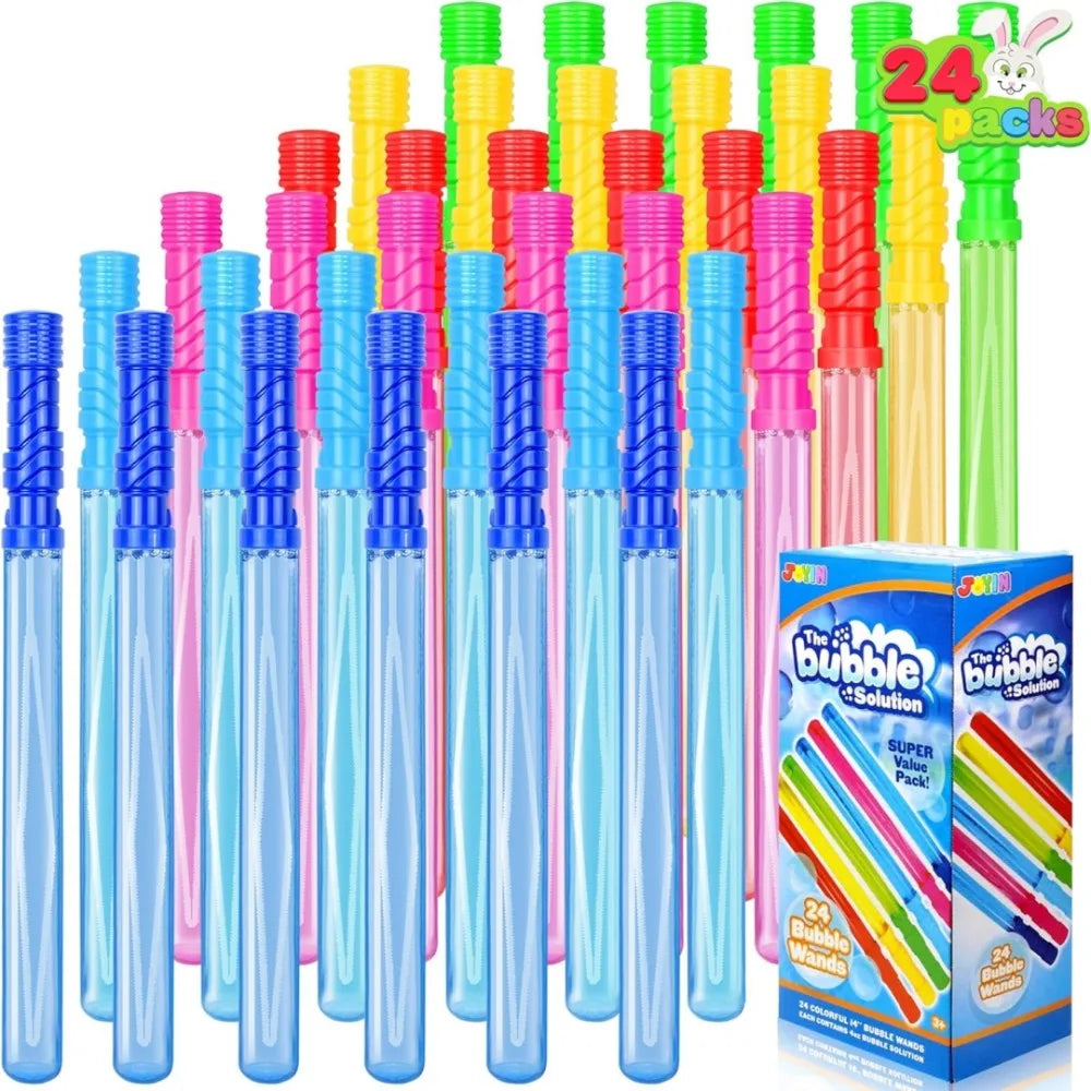A collection of 24 colorful giant bubble wands for kids outdoor fun