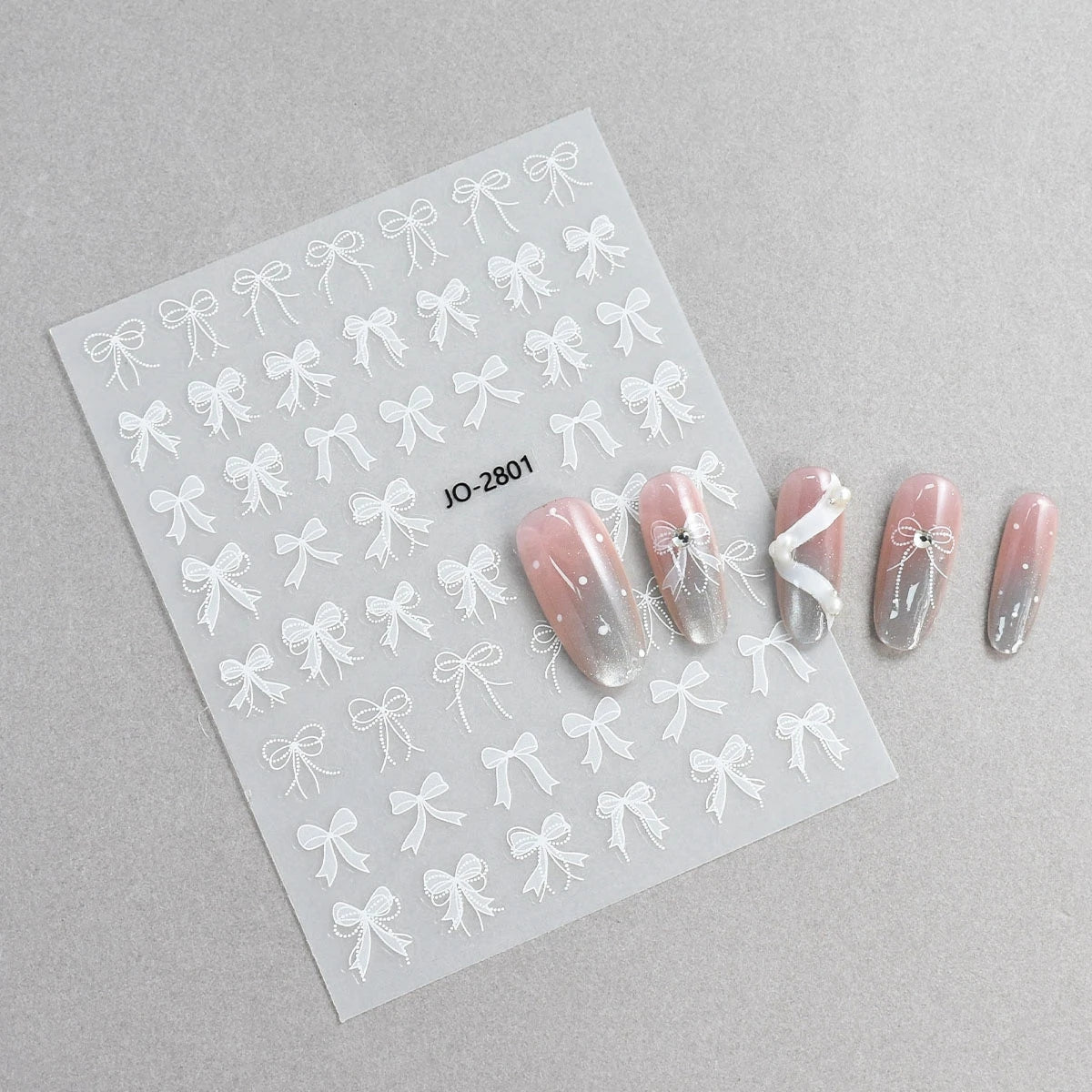 3D Bow Nail Stickers with Ribbon, Heart & Stripe Designs