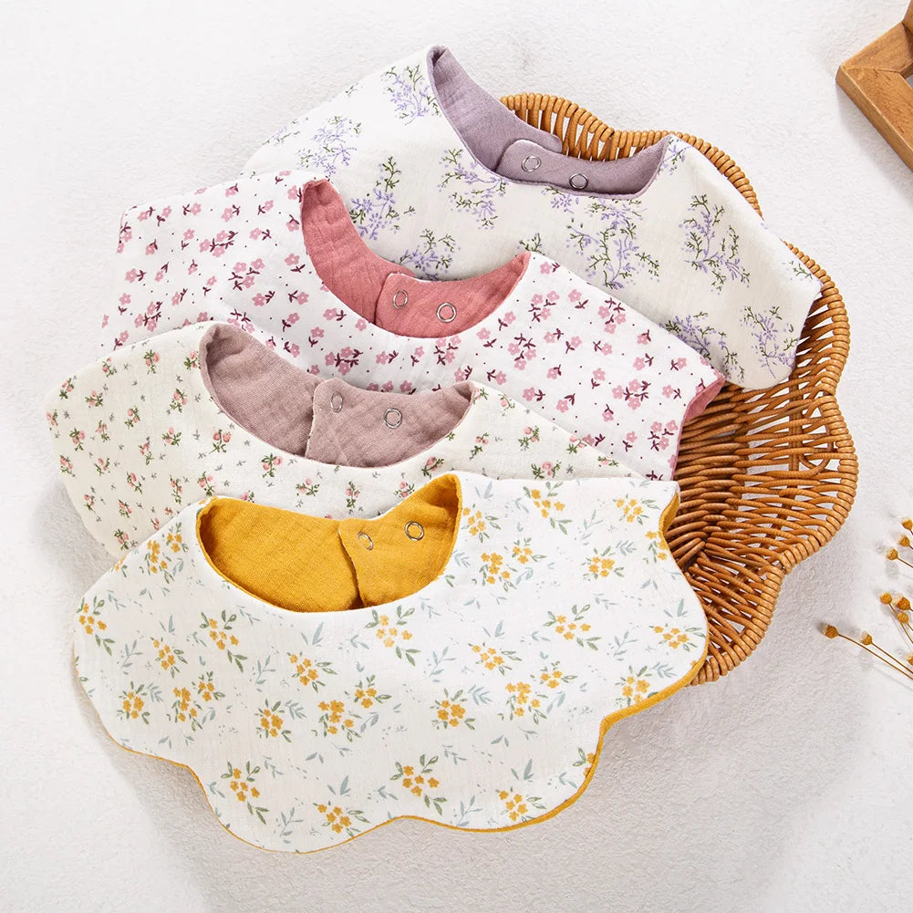 6-Layer Muslin Cotton Baby Bibs with Waterproof Backing