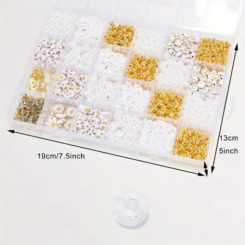 DIY Clay Bead Jewelry Making Kit with Daisy Charms and Alphabet Beads