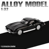 A black 1:32 scale diecast supercar model with pull-back action and opening doors.