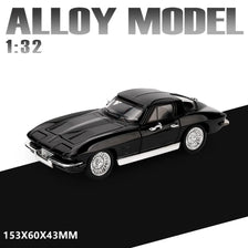 A black 1:32 scale diecast supercar model with pull-back action and opening doors.
