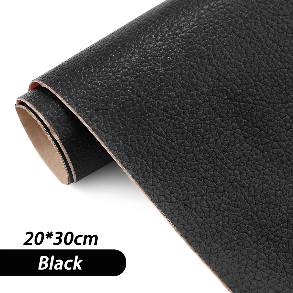 Roll of black self-adhesive PU leather repair patches for fabric and bags