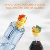 Up and down detachable design of two different sized bottle caps for a liquid container