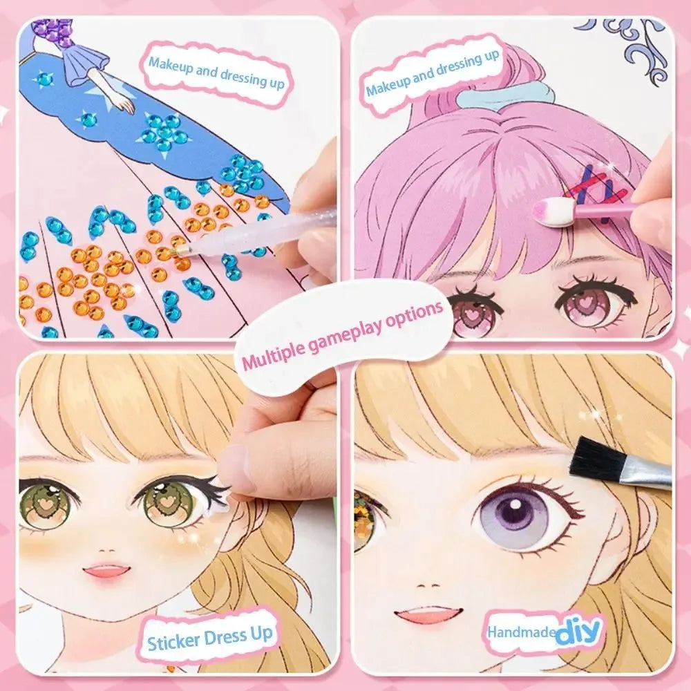 A set of DIY princess makeup and dressing up playset featuring multiple gameplay options including makeup application and sti