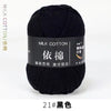 A skein of black milk cotton yarn for knitting and crochet