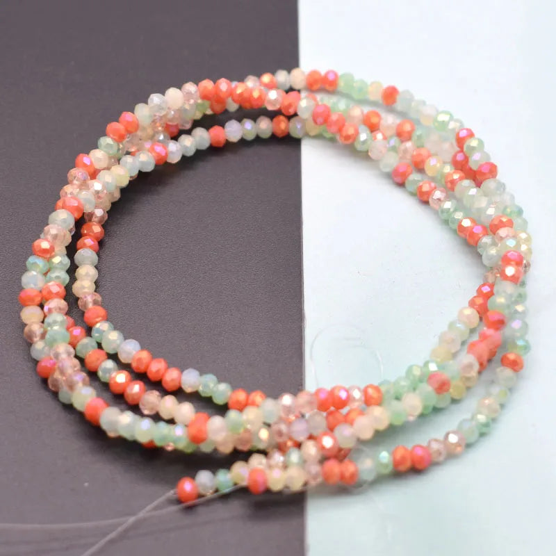 Mixed-Color Rondelle Glass Beads for Jewelry Making