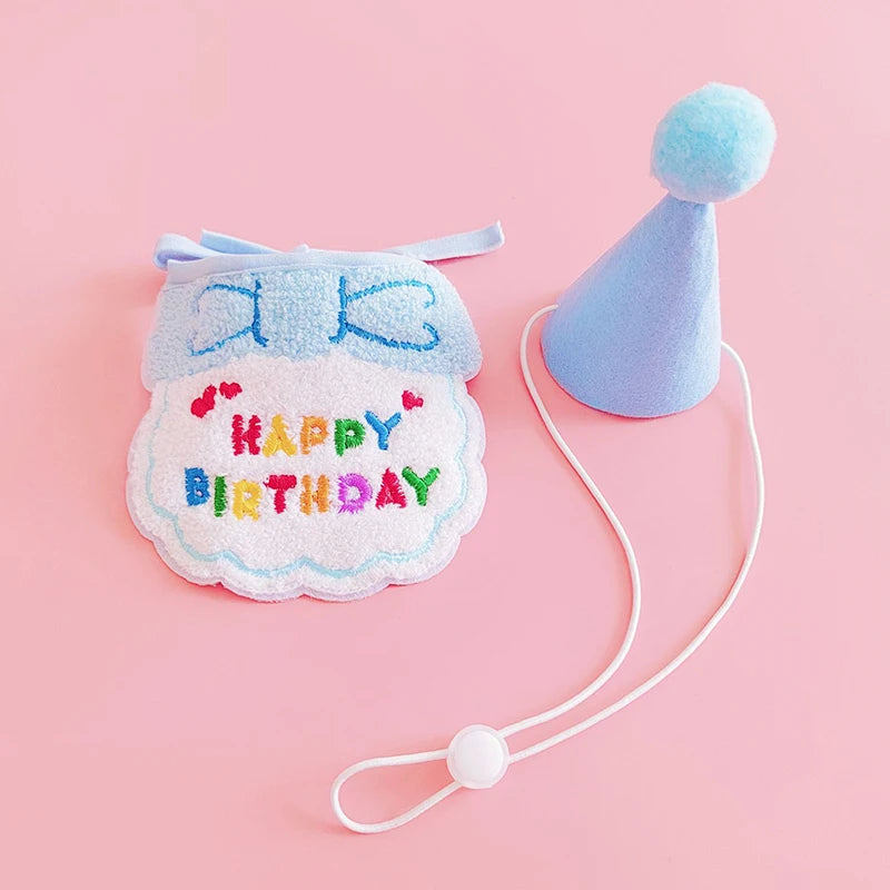 Pet Birthday Hat and Bib Celebration Set