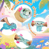 Hand holding a squishy axolotl stress relief fidget toy with multiple play styles