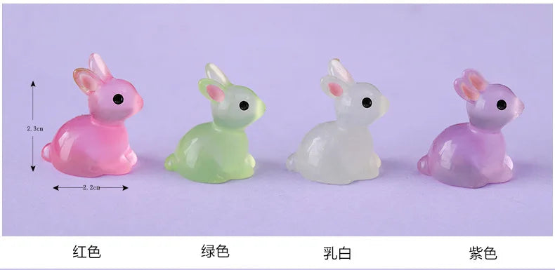 Glow-in-the-Dark Bunny Resin Figurines for Easter & Home Decor