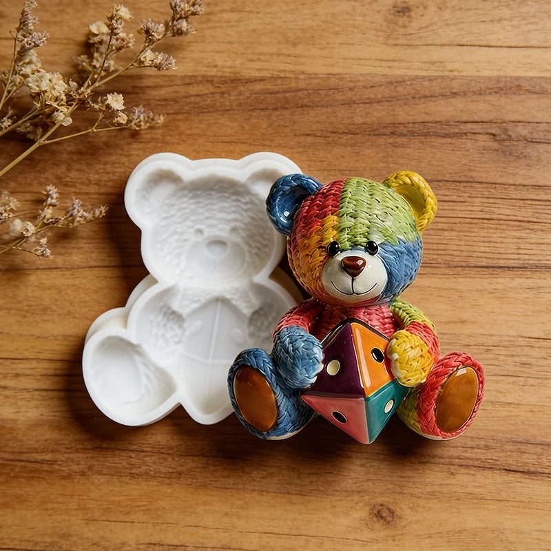 Crochet Texture Teddy Bear Silicone Mold for Resin & Plaster Crafts