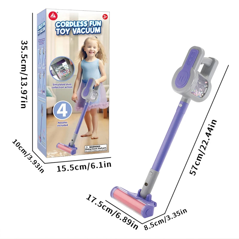 Battery-Powered Pretend Play Vacuum for Toddlers with Realistic Sounds and Spinning Brush