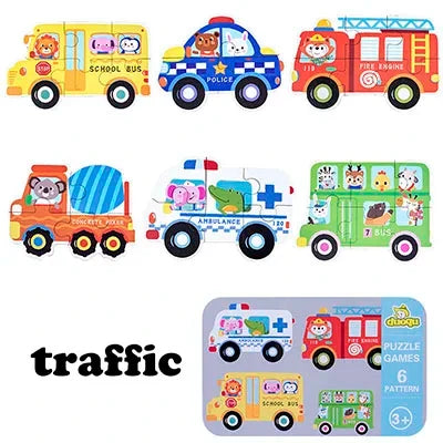Montessori Wooden Animal Puzzle Set with Storage Box