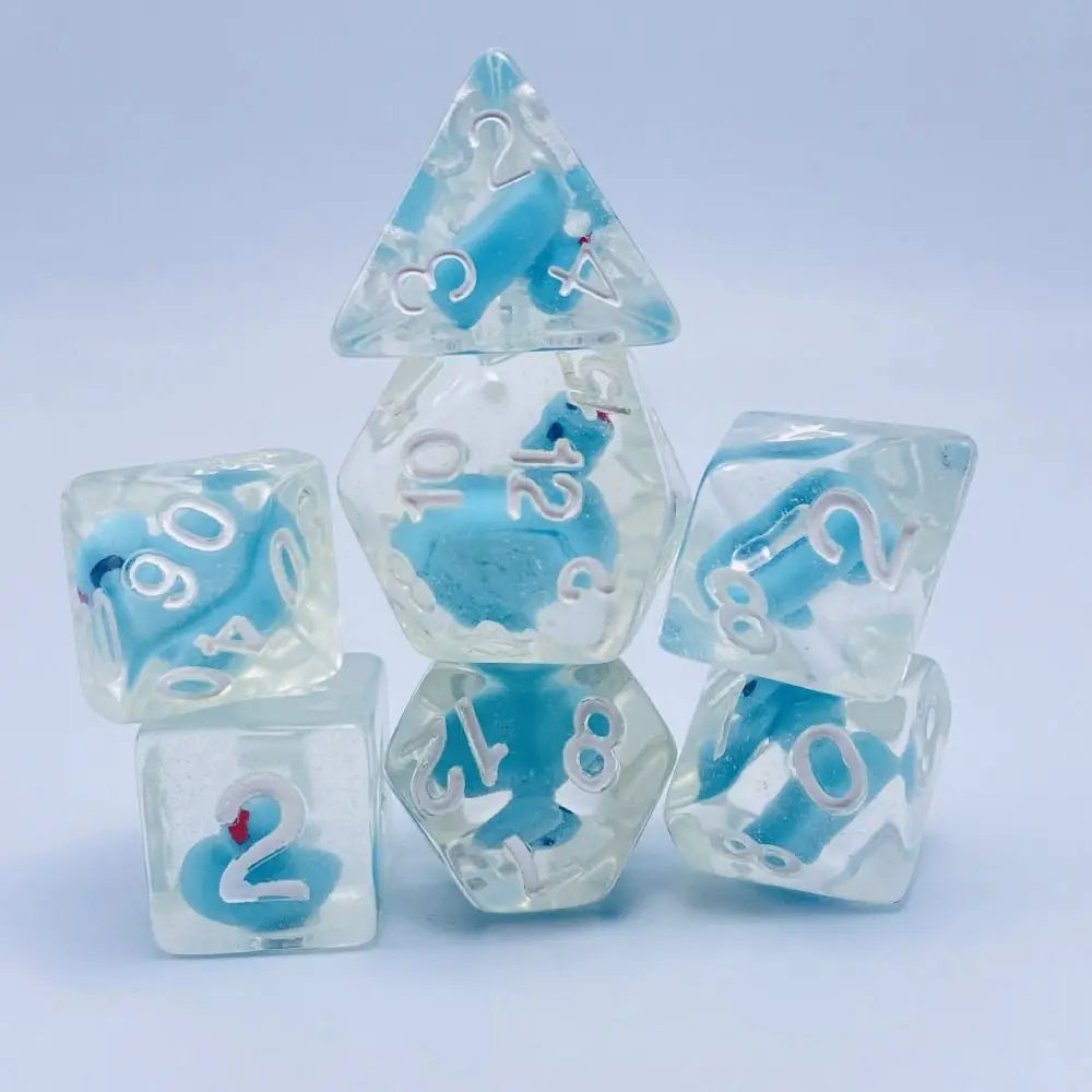 Acrylic Polyhedral Dice Set with Animal Duck Fillers