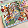 A colorful sticker book featuring a 3D kawaii miniature scene for scrapbooking and journaling.