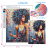 Diamond painting kit of an African woman holding a glass of red wine